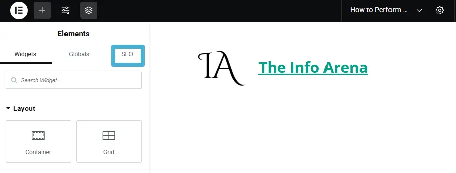 Schema Markup: What It Is and How to Use It? 7 Rank Math Edit Post Elementor SEO tab