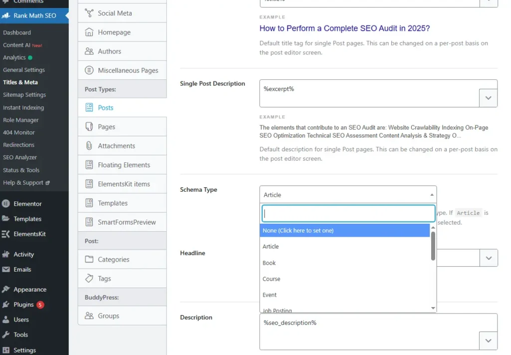 Schema Markup: What It Is and How to Use It? 5 Rank Math Titles & Meta Posts Schema Type Change